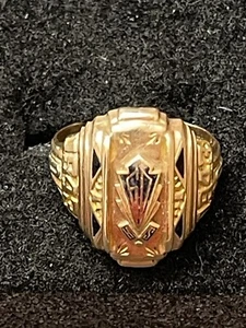 Beautiful Heff Jones WW2 1943 10K Yellow Gold and Enamel High School Ring 7 - Picture 1 of 9