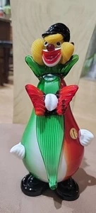 Vintage Murano Clown 9 3/4" Green & Red with Multi-colored hand-blown glass - Picture 1 of 6