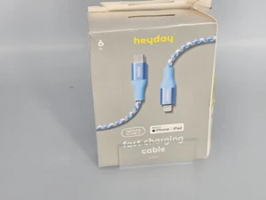 6' Lightning to USB-C Braided Cable- heyday™ MFI- certified Blue *OPEN BOX* - Picture 1 of 3