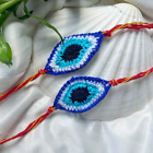 Handmade Large Evil Eye Knitted Nazar Soft Rakhi for Raksha Bandhan