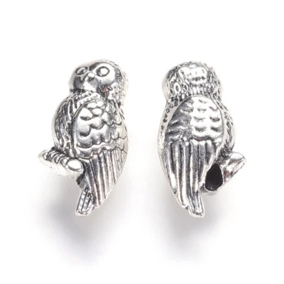 100pcs Tibetan Alloy Owl Metal Beads Decorative Antique Silver Loose Beads 16mm - Image 1 of 2