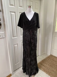 $269 Vestido de Noche Adrianna Papell Negro Lentejuelas Sirena 16 AP1E205644 - Imagen 1 de 9