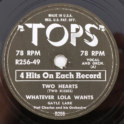 Gayle Lark/Nat Charles - Two Hearts (Two Kisses)/Cherry Pink 10" 78 rpm R256-49 - Image 1 of 4