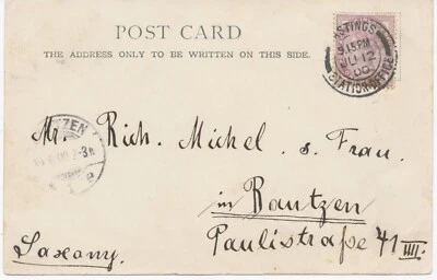 GB „HASTINGS / STATION-OFFICE“ superb CDS double circle on rare vintage b/w post - Image 1 of 3