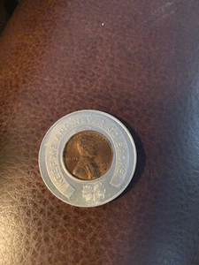 1953-D LUCKY AU PENNY ENCASED LINCOLN CENT - BEAVER FALLS, PA SAVINGS & LOAN - Picture 1 of 2