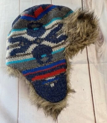 Chapéu caçador American Eagle mistura de lã cinza azul pele sintética inverno - Imagem 1 de 3