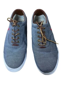 Polo Ralph Lauren sneakers basse scarpe tennis barca uomo blu chiaro taglia 11D - Foto 1 di 6
