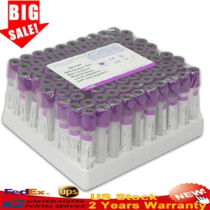 100pcs 2ml EDTA K2 Glass Vacuum Blood Collection Tubes for Laboratory - Picture 1 of 15