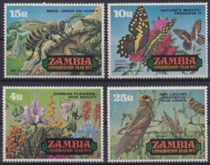 F-EX48303 ZAMBIA MNH 1972 BEE BUTTERFLIES INSECTS MARIPOSAS PAPILLON. - Picture 1 of 1
