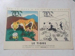 Rare ancienne publicité Nestlé Nescao le tigre TBE Planche à colorier - Picture 1 of 2