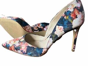 Louise et Cie Floral Rose Satin Pointed Toe Stiletto Heels Pumps Women’s Size 8