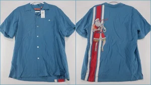 Tori Richard Men's M Christmas Santa Shirt Silk Ukulele Blue Embroidered - $158 - Picture 1 of 10