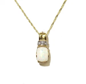 Nuevo Collar Cadena Colgante Topacio Rosa Ópalo Diamante Piedras Preciosas Oro Amarillo 14k 16' - Imagen 1 de 12