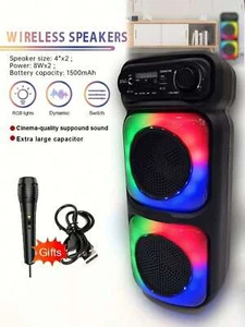 High Power Dual Speaker, Portable Wireless, Outdoor Travel, Colorful Light. - Picture 1 of 8