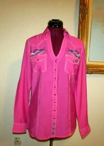 WMS ROCK 47 BY WRANGLER SZ S RAYON/NYLON SNAP FRT EMBROIDERED/EMBELLISHED SHIRT - Picture 1 of 12