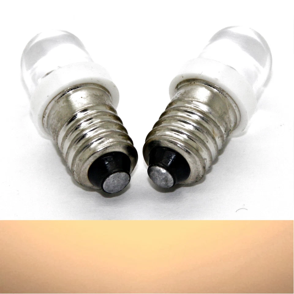 2X E10 LED Warm White DC 6V Lamp Light Screw Base Bulb Light Emitting Diode - Image 1 of 1