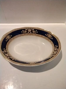 Barker Bros. LTD England 8-3/4" Cobalt Blue Patterned Oval Royal Tudor Vintage - Picture 1 of 9