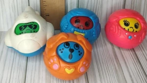 Lot 4 VTG Fisher Price Roll a Rounds Balls Changing Faces 1994 Blue Pink Orange - Picture 1 of 7