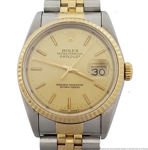 Rolex Datejust 16233 Gold SS Mens Vintage Wrist Watch Box Papers	 - Picture 1 of 9