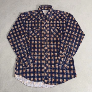 Vintage H Bar C Western Shirt Plaid Corduroy Pearl Snap XL Cowboy Rockabilly 60s - Picture 1 of 7