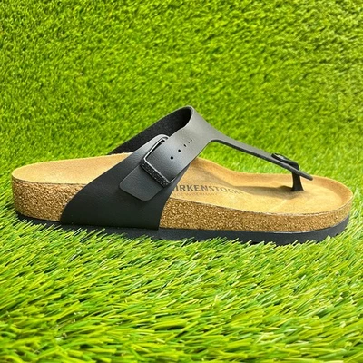 Birkenstock Gizeh Birko-Flor Hombres Talla 9 Negro Marrón Playa Exterior Tanga Sandalias Foto 1 de 4