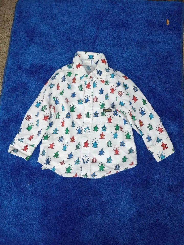 Camisa De Colección Bebé Niño Años 80 OshKosh Payaso AOP EE. UU. EN MUY BUEN ESTADO 2T Foto 1 de 4