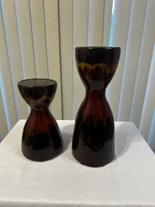 Pier 1 Imports Pillar Candle Holders Glazed Ceramic  8.5" /11.5",  4" Wide - Picture 1 of 9