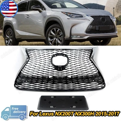For Lexus NX200T NX300H F Sport 15-17 Front Bumper Honeycomb Grille Chrome&Black - Imagem 1 de 4