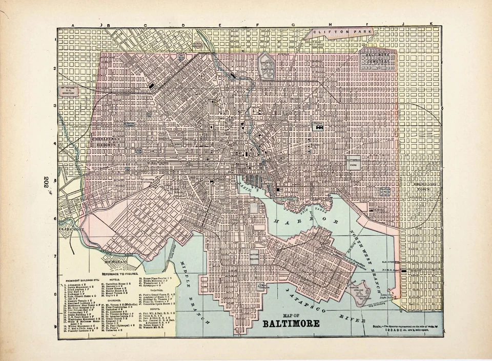 1896 BALTIMORE - Mapa de Maryland ORIGINAL - FERROVIAS ANTIGAS (11x9) - PORTO - Imagem 1 de 3