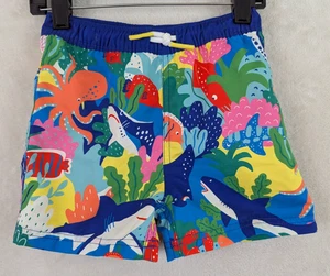 Mini Boden sz 2-3Y Swim Shorts or trunks mesh lined sharks fish 0781 - Picture 1 of 4