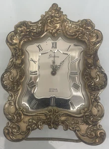 "Reloj despertador analógico vintage de plata esterlina CYMA Amic Gorham cuerda 255,8 g 5x3""" - Imagen 1 de 10