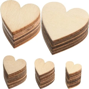 500 Pieces Wood Heart Cutouts Unfinished Wooden Slices Blank Heart Embellishm... - Picture 1 of 7