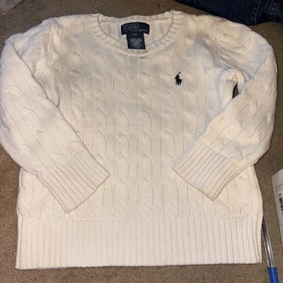 Suéter Polo Ralph Lauren Niños Blanco Tejido con Cable 4/4T Foto 1 de 4