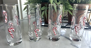 SET 4 ANTHROPOLOGIE FESTIVE HOLIDAY ICON SHOT GLASSES~ CANDY CANES (4) - Picture 1 of 4