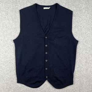 Suitsupply Merino Wool Vest Button Cardigan Knit Sweater Medium Mens Blue - Picture 1 of 7