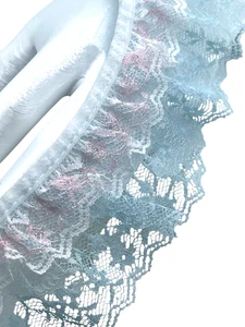 Vintage 7 Yd 8" "Famous Lace" Pink, Cream & Baby Blue Colors, New Old Stock - Picture 1 of 2