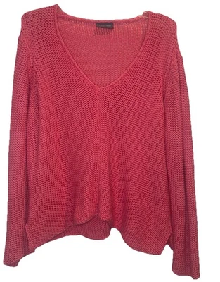 Wooden Ships Paola Buendia Women’s Pink Knit V Neck Sweater Top Sz XL Coastal - Image 1 of 4