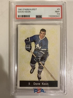 1961 Parkhurst #5 Dave Keon Rookie HOF Toronto Maples Leafs PSA 7.5 NM+ - Image 1 of 2