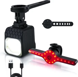 Masdio Bike Light Set with Remote Control - 300m Beam U10 Headlight & Smart Brak - Picture 1 of 8