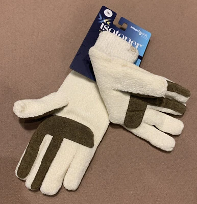 NUEVO CON ETIQUETAS-Isotoner SmartTouch Signature Guantes Tejidos Texturizados para Mujer Marfil -Al por menor $38 Foto 1 de 4