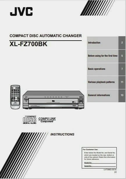 JVC XL-FZ700BK - 5 CD Automatic Changer Operating Instruction - USER MANUAL  - Image 1 of 1