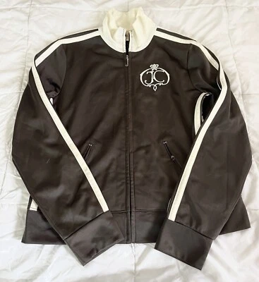 Juicy Couture Women’s XS Track  Jacket, Full Zip, Brown Stripe, Logo - Image 1 of 3