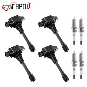 4 Ignition Coils + 4 iridium Spark Plugs For Nissan Altima Sentra Rogue Cube 2.5 - Picture 1 of 8