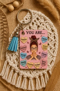 Heartfelt Accessory Uplifting Message gift for Women self love Blue keyring - Picture 1 of 3