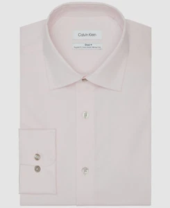 $80 Calvin Klein Mens Slim-Fit Pink Long-Sleeve Button Dress Shirt Size 16 32/33 - Picture 1 of 1