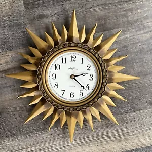 Reloj de pared de cuarzo MCM Seth Thomas Sunburst números arábigos agujas lunares 15" vintage - Imagen 1 de 24