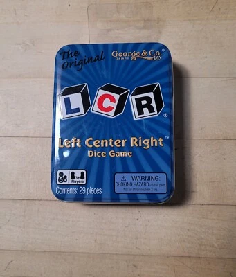 LCR® Left Center Right™ Dice Game - Blue Tin-NEW - Image 1 of 2