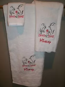 Die Schöne und das Biest Rose Sketch personalisiertes 3-teiliges Badetuch-Set - Bild 1 von 1