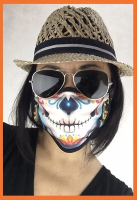 Sugar Skull Catrina Unisex Double Layer Face Mask Reusable Washable Cover Cloth - Image 1 of 4