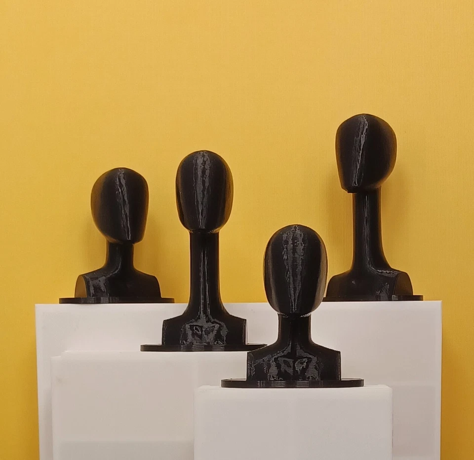 Black HAT WIG STAND doll display MANNEQUIN model CAP holder 1:6 SCALE for BARBIE - Image 1 of 1